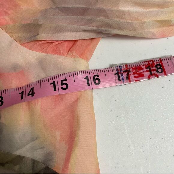 WHITE HOUSE BLACK MARKET COLD SHOULDER WATERCOLOR DRESS ECRU PEACH SZ 00 NWT - Picture 9 of 10